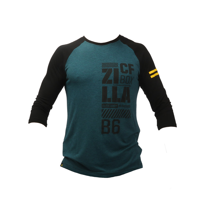 [ZTQSTS-0640-BT-S] Zilla USA CF BOX 3/4 SLEEVE SHIRT BLACK TURQUOISE (S)