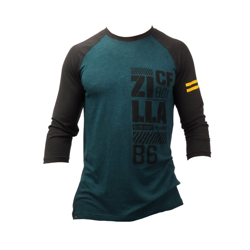 [ZTQSTS-0640-GT-S] Zilla USA CF BOX 3/4 SLEEVE SHIRT GRAY TURQUOISE (S)