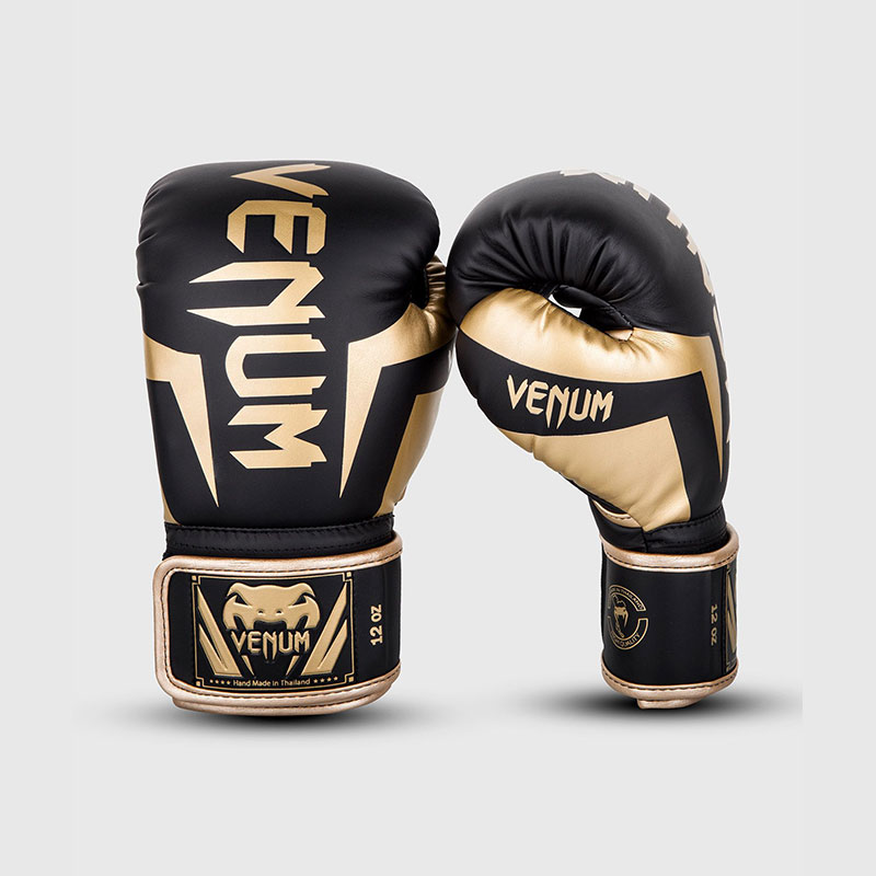 [VENUM-1392-126-8oz] GANTS DE BOXE VENUM ELITE - NOIR/DORÉ (8 oz)