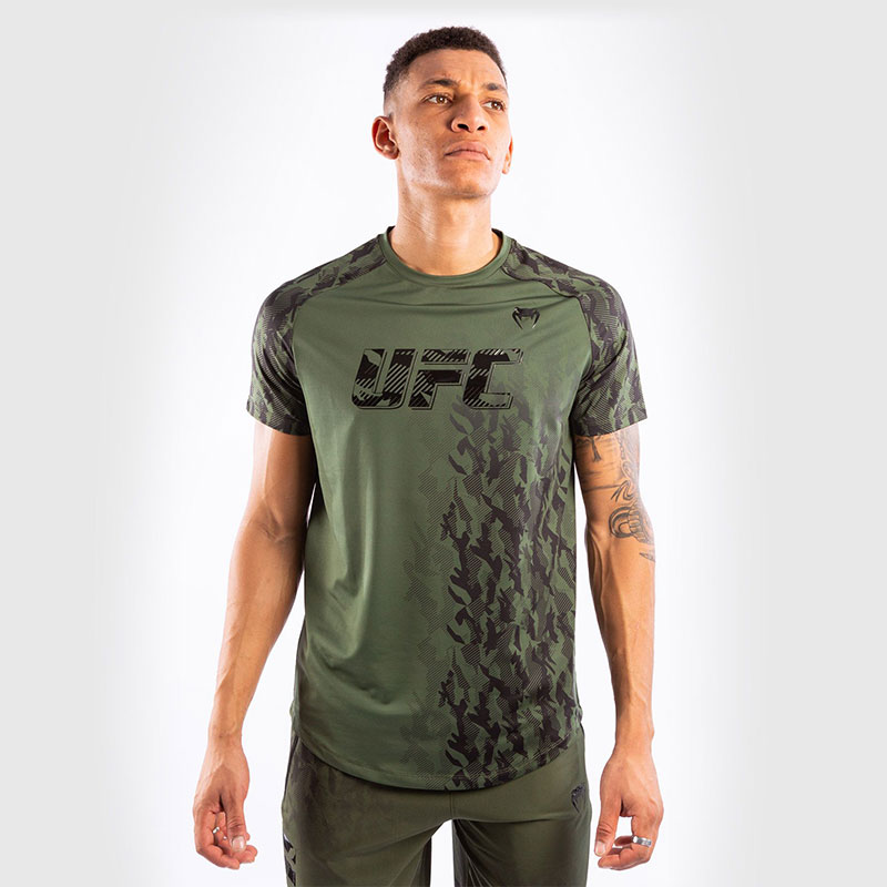 [VNMUFC-00043-015-S] T-SHIRT TECHNIQUE MANCHES COURTES HOMME UFC VENUM AUTHENTIC FIGHT WEEK - KAKI (S)