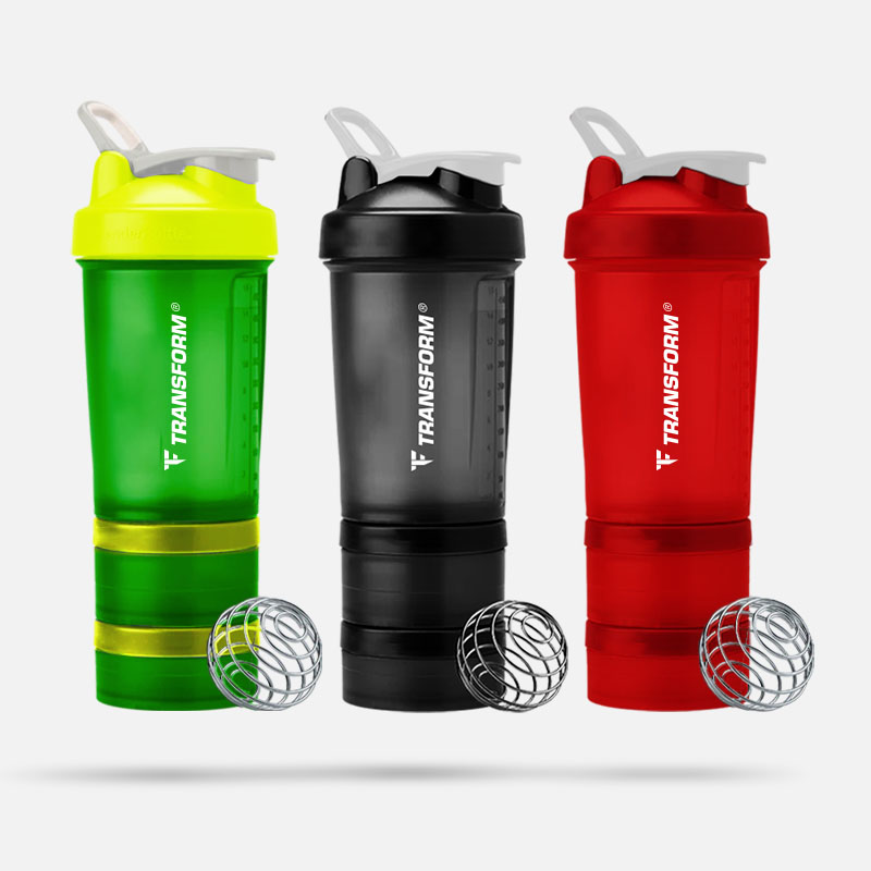 Transform PRO Shaker Protein Bottle with Pill Organizer and Storage for Protein Powder 500ML
